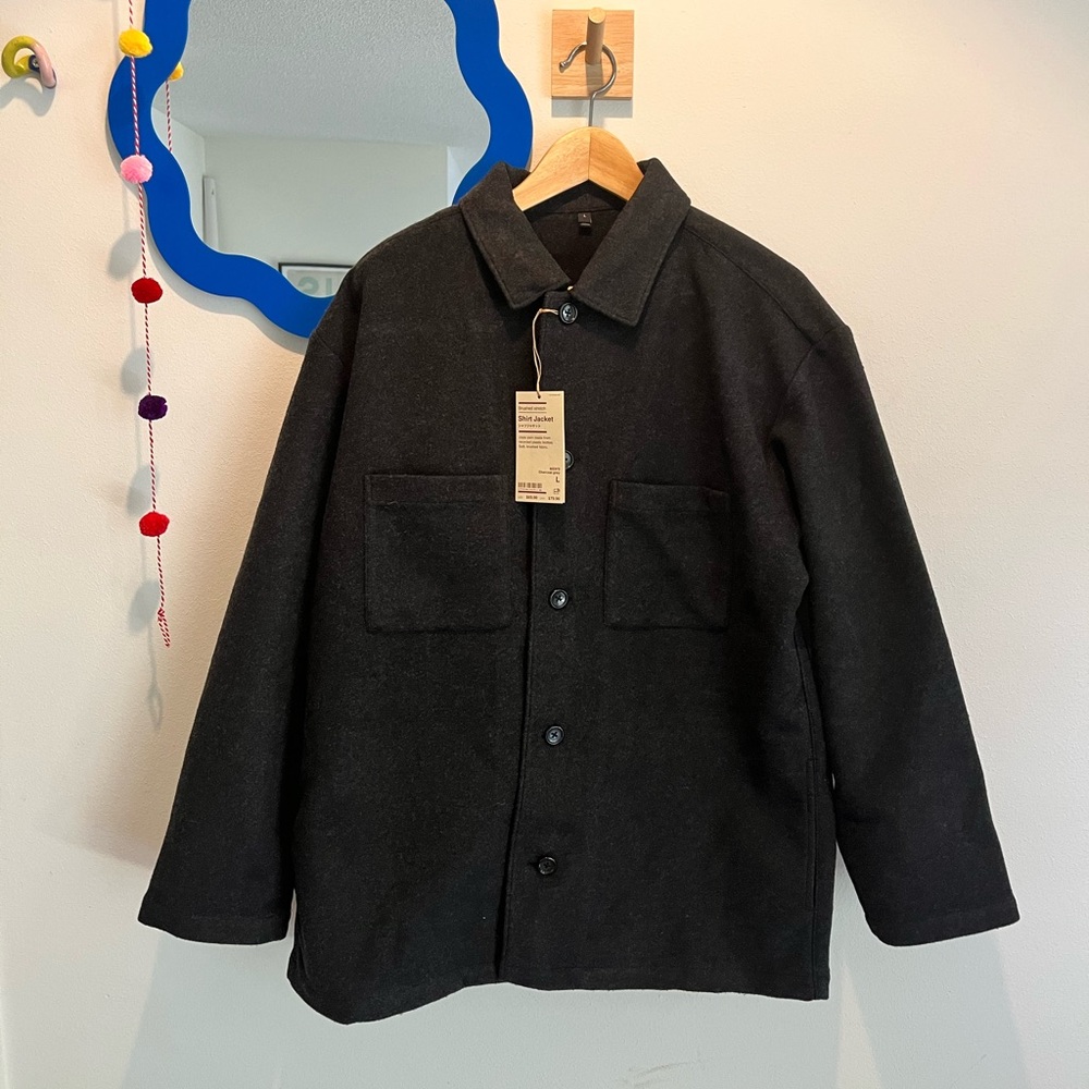 MUJI Charcoal Grey Shirt Jacket / Shacket Size Large, NWT New with Tags
